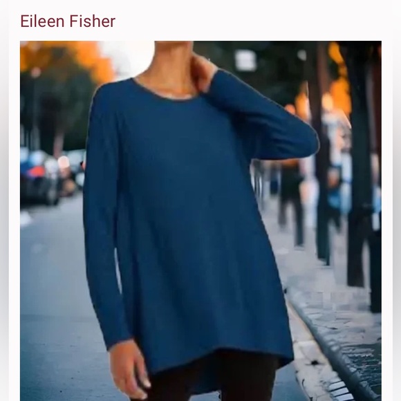 Eileen Fisher from Neiman’s gorgeous blue merino wool blend oversized sweater. - Picture 2 of 12